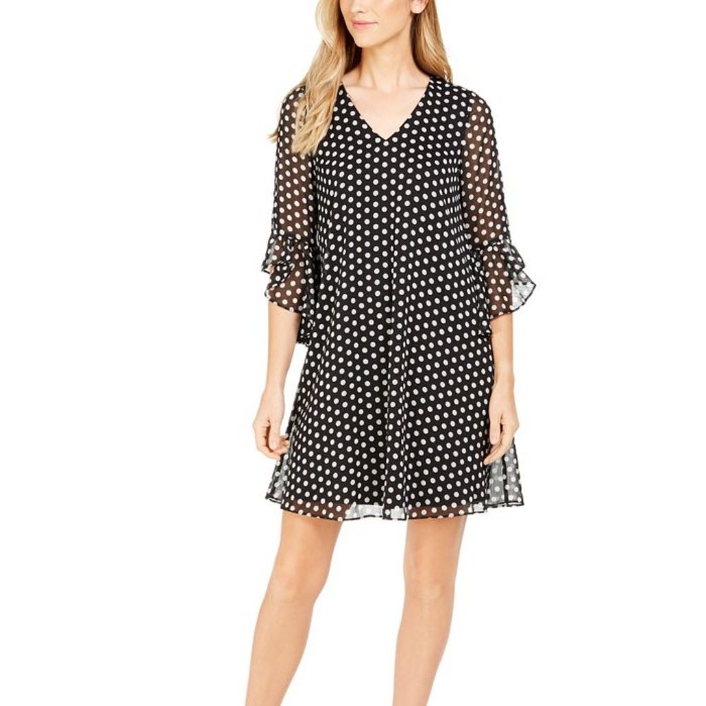 CALVIN KLEIN Polka-Dot Trapeze Dress. NWT!